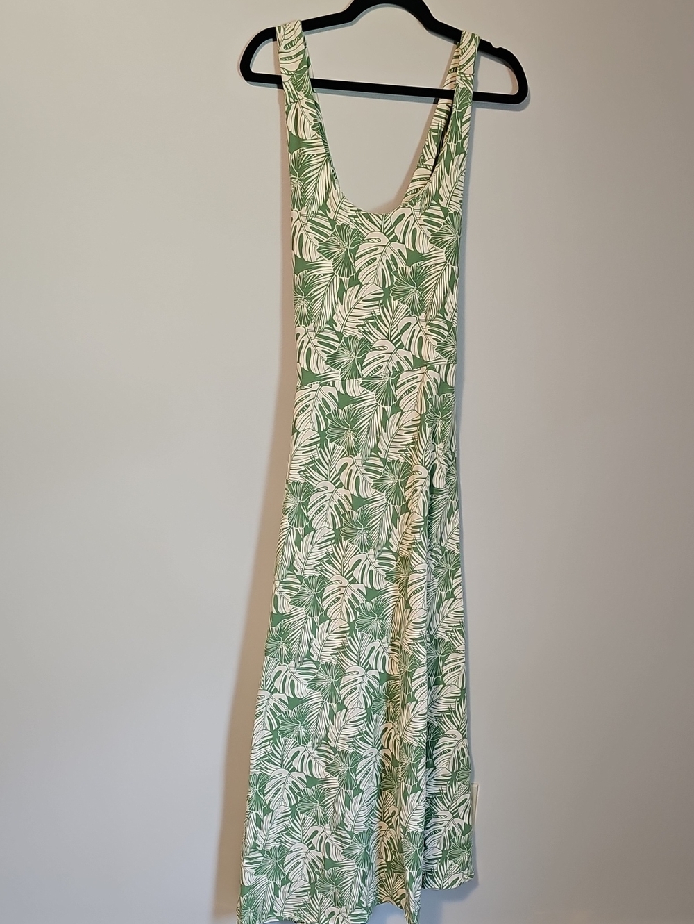 Pact Green and White Leaf-Print Maxi Dress